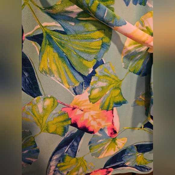 Tropical Leaf Faux Wrap Dress, Plus Size 16 - Picture 6 of 15